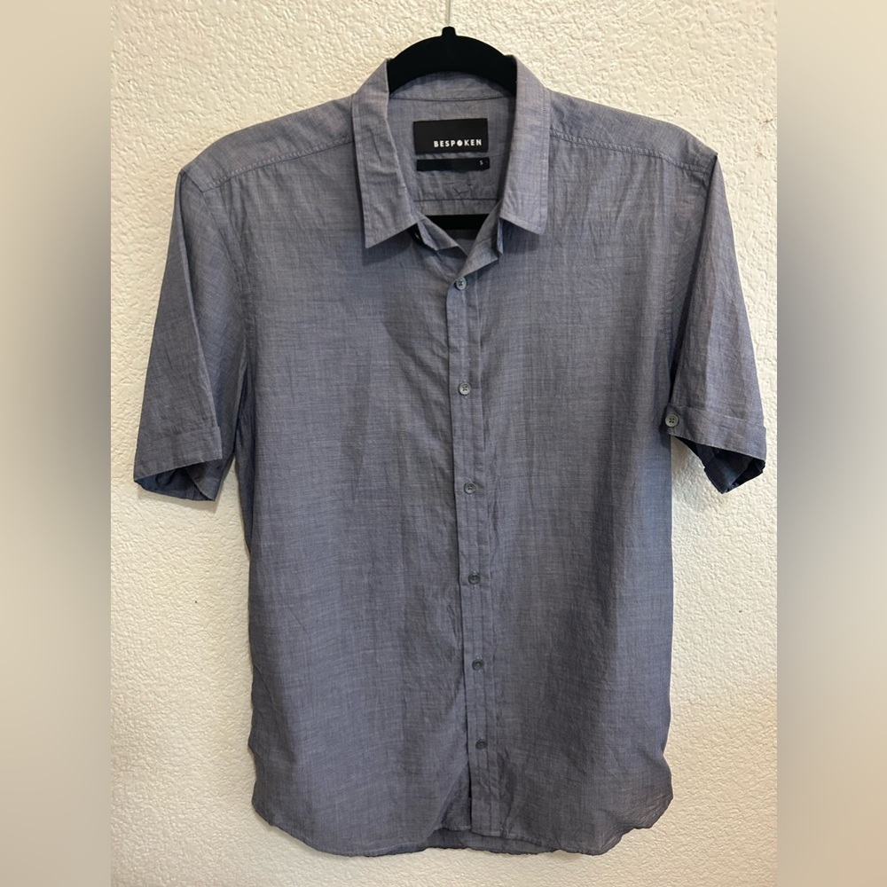 Small Bespoken Slate  Linen Button Down